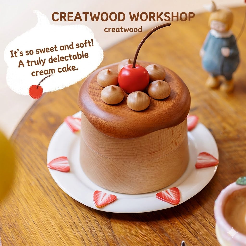 Solid Wood Cherry Cake Keepsake Box