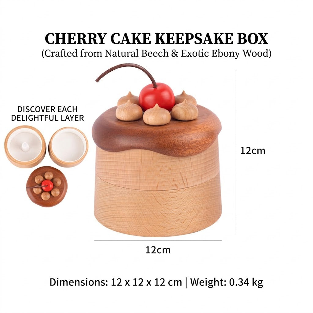Solid Wood Cherry Cake Keepsake Box
